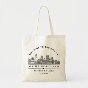 Maine Portland Skyline – Custom Wedding favour Tote Bag