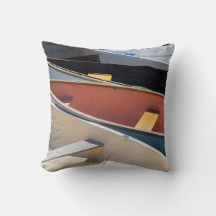 Maine, Rockland. Colourful boats in Rockland Cushion