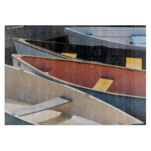 Maine, Rockland. Colourful boats in Rockland Cutting Board