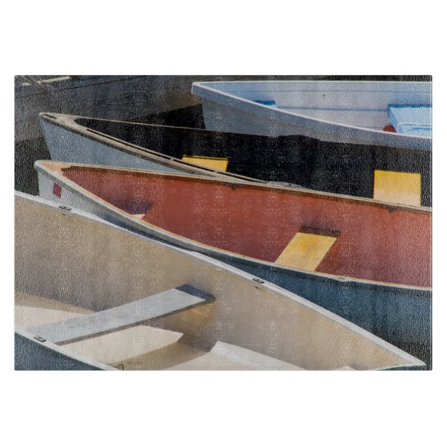 Maine, Rockland. Colourful boats in Rockland Cutting Board (Front)