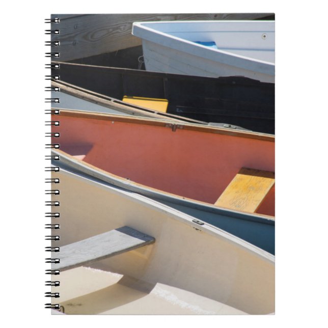 Maine, Rockland. Colourful boats in Rockland Notebook (Front)
