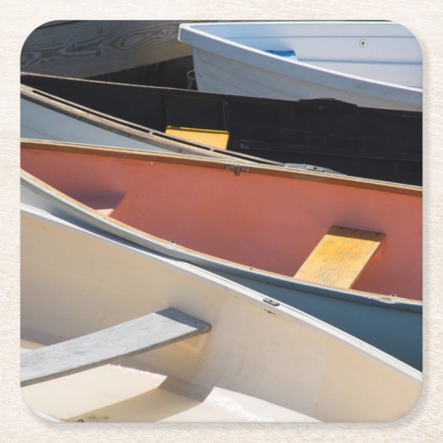 Maine, Rockland. Colourful boats in Rockland Square Paper Coaster (Front)