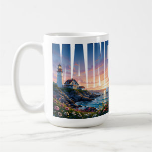 Maine Rocky Coast Lighthouse Ocean Adventure Coffee Mug
