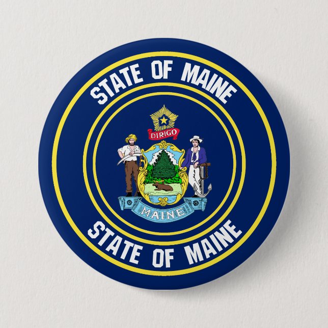 Maine Round Emblem 7.5 Cm Round Badge (Front)