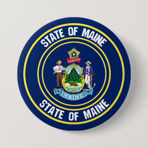 Maine Round Emblem 7.5 Cm Round Badge