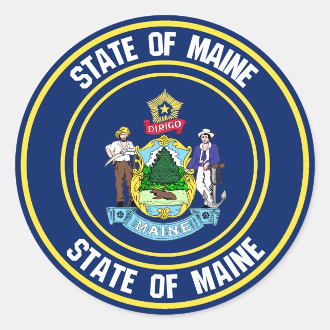 Maine Round Emblem Classic Round Sticker (Front)