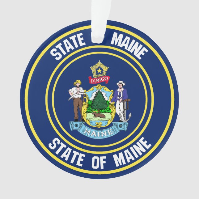 Maine Round Emblem Ornament (Front)