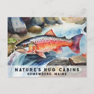 *~* Maine Salmon Fish Swimming AP49 Painting Holiday Postcard