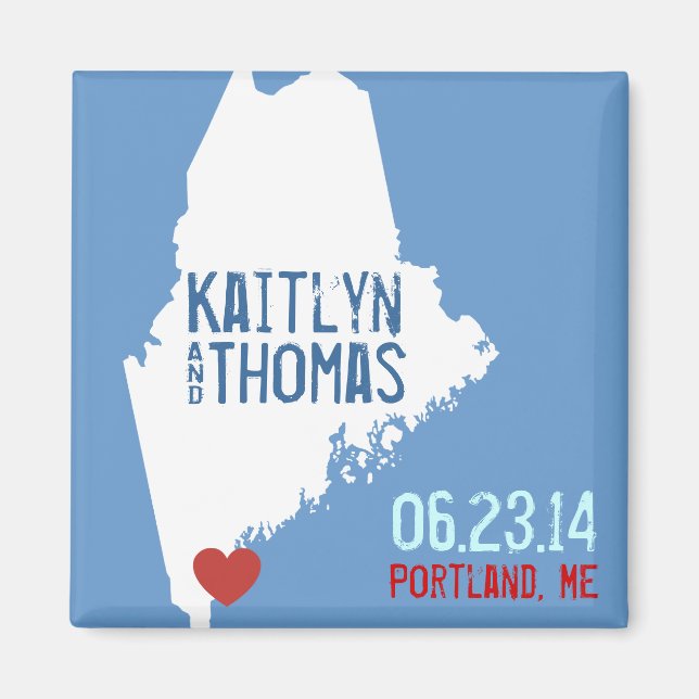 Maine Save the Date - Customisable City Magnet (Front)