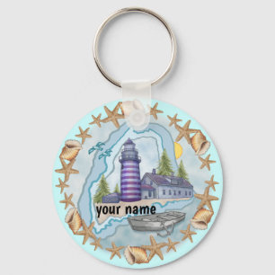 Maine Shells Lighthouse keychain