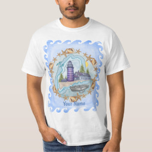 Maine Shells Lighthouse T-Shirt