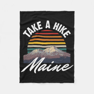 Maine Souvenir Hiking Take A Hike Vintage Sunset C Fleece Blanket