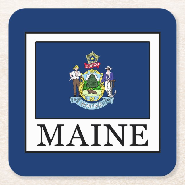 Maine Square Paper Coaster (Front)