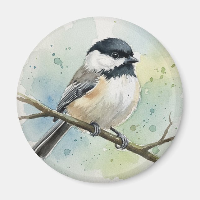 Maine State Bird Black-Capped Chickadee Magnet (Front)