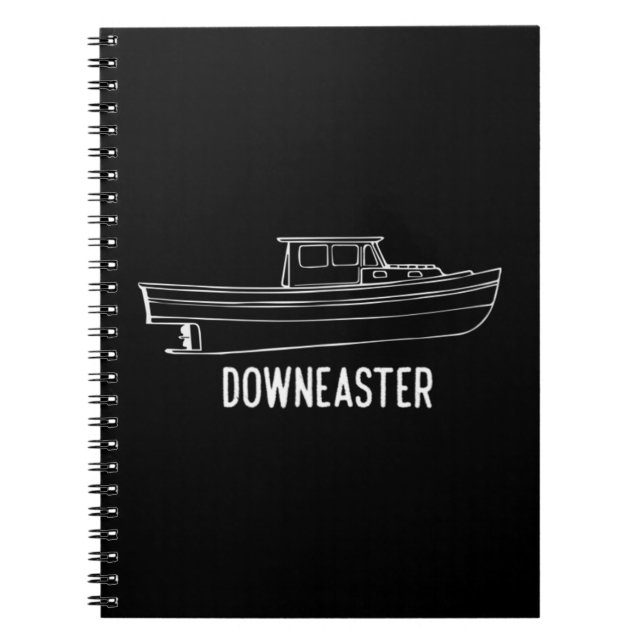 Maine State Downeaster Lobster Fishing Boat T shir Notebook (Front)