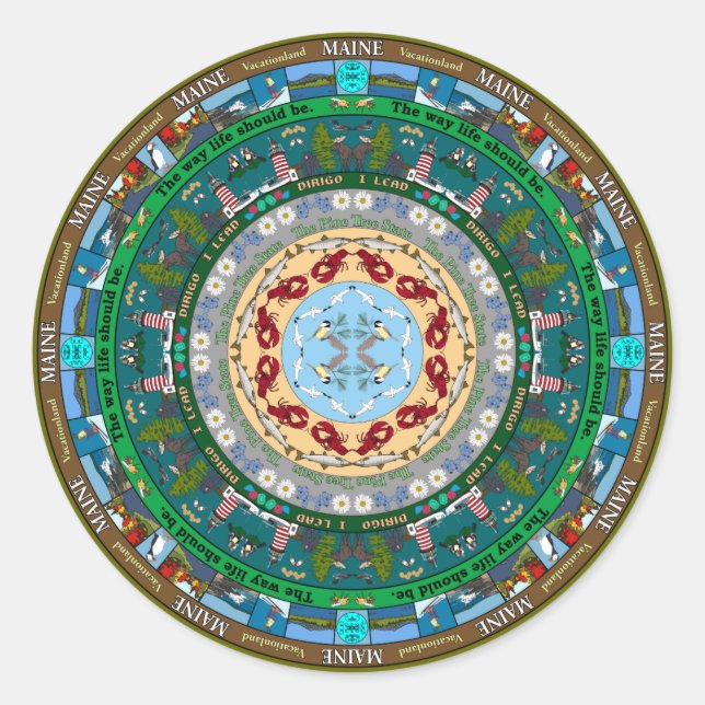 Maine State Mandala Sticker (Front)