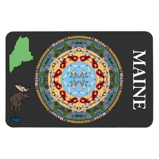 Maine State Mandala Vinyl Magnet (Horizontal)