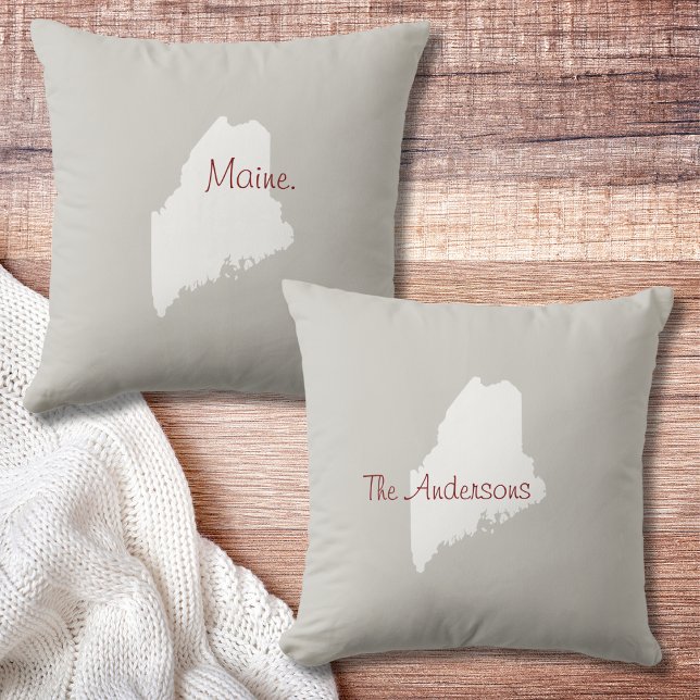 Maine State Outline Personalised Throw Pillow (Personalize this Maine State throw pillow. Maine on the front and your name on the back. )