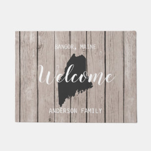 Maine State Personalised Welcome Wood Look Doormat