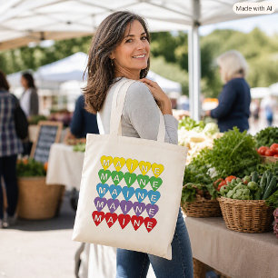 Maine State Pride Colourful Hearts Tote Bag