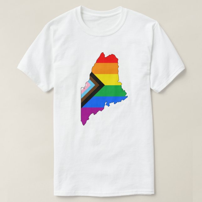 Maine State Pride LGBTQ Progress Pride T-Shirt (Design Front)