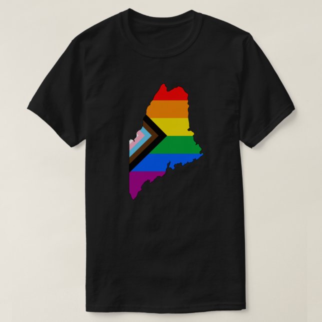 Maine State Pride LGBTQ Progress Pride T-Shirt (Design Front)