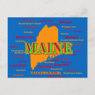 Maine State Pride Map Silhouette Postcard