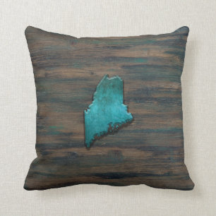 Maine State Shape Teal Cushion