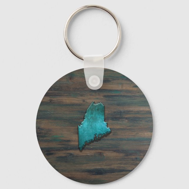 Maine State Shape Teal Key Ring (Front)