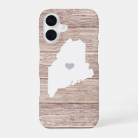Maine State Silhouette Rustic Wood Look