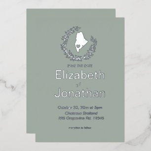 Maine State Silhouette Simple Destination Wedding 