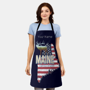 Maine State United States Map Vintage USA Souvenir Apron
