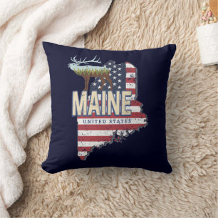 Maine State United States Map Vintage USA Souvenir Cushion