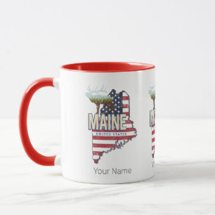 Maine State United States Map Vintage USA Souvenir Mug