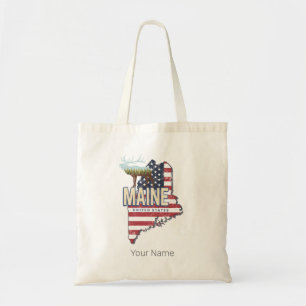 Maine State United States Map Vintage USA Souvenir Tote Bag