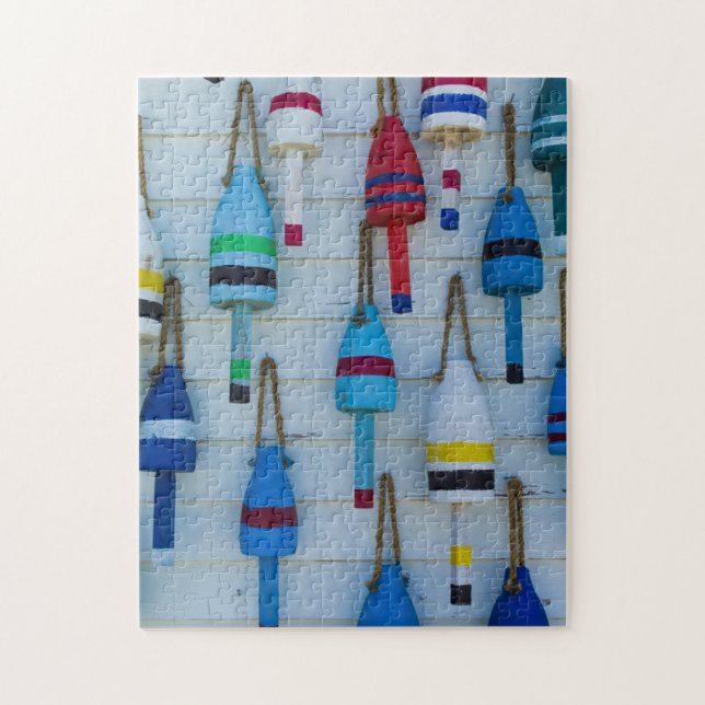 Maine, Stonington, decorative lobster buoys Jigsaw Puzzle (Vertical)