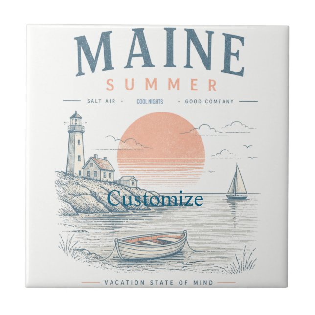 Maine  Summer Fun Thunder_Cove Ceramic Tile (Front)
