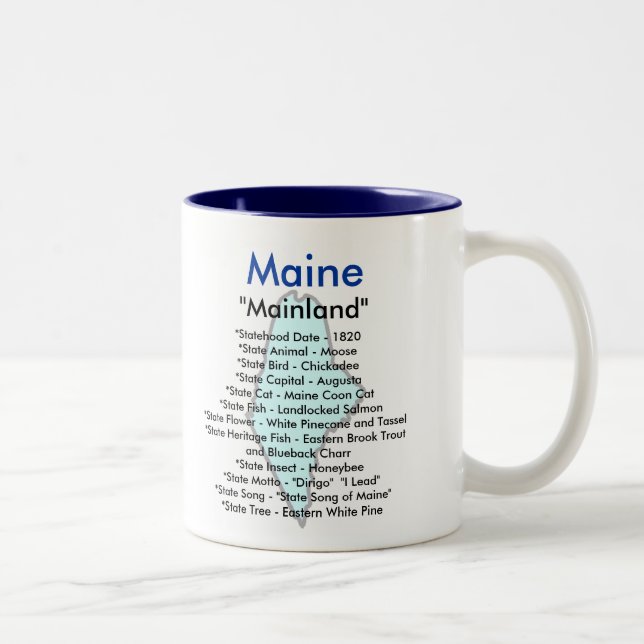 Maine Symbols & Map Two-Tone Coffee Mug (Right)