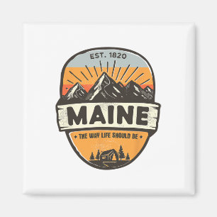 Maine The Way Life Should Be Vintage Retro Mountai Magnet