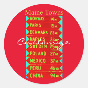 Maine Towns Sign Thunder_Cove Classic Round Sticker