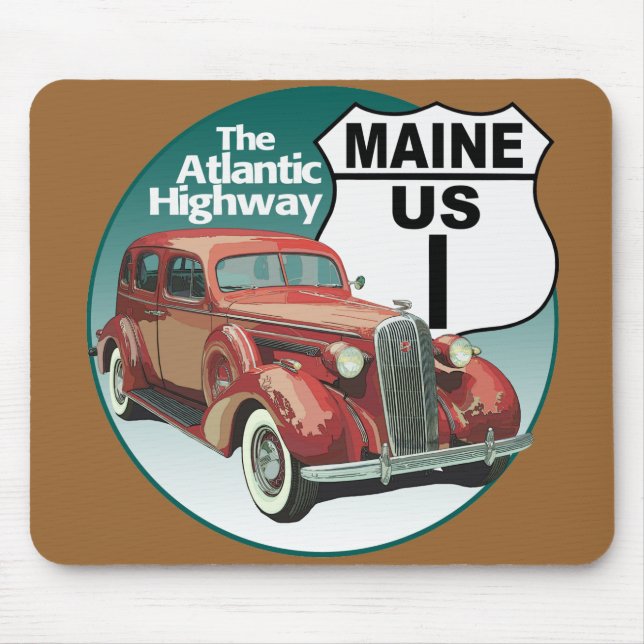 Maine US Route 1 - The Atlantic Highway Mouse Pad (Front)