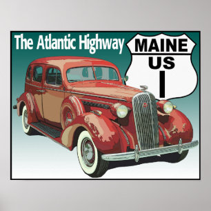Maine US Route 1 - The Atlantic Highway Poster