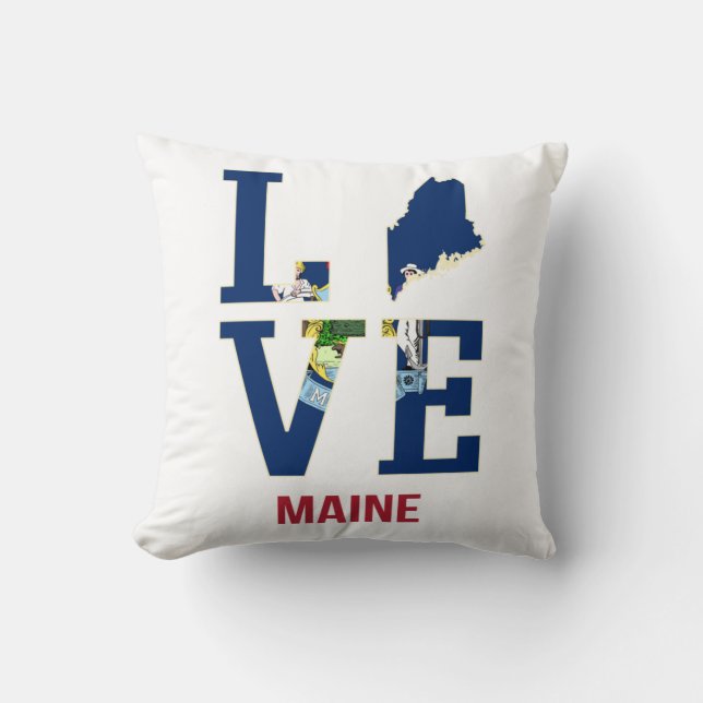 Maine US State Love Cushion (Front)