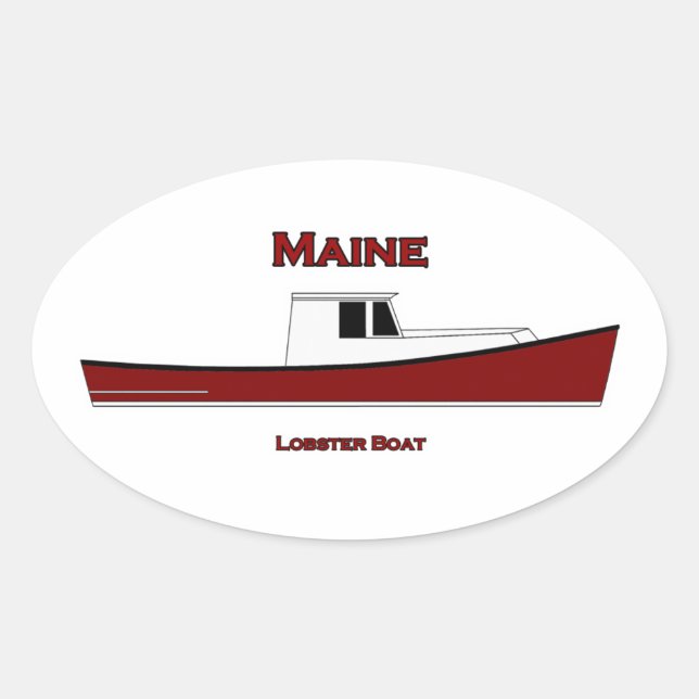 Maine USA Lobster Boat Logo Oval Sticker (Front)