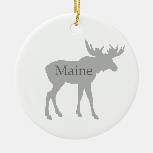 Maine USA Logo (moose) Ceramic Ornament (Front)