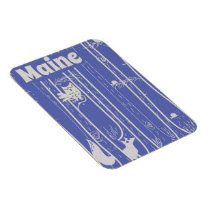 Maine USA woodland vintage travel poster Magnet