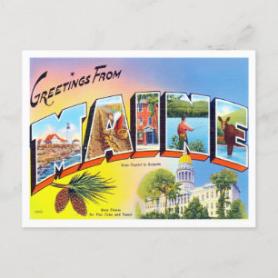 Maine Vintage Big Letters Postcard