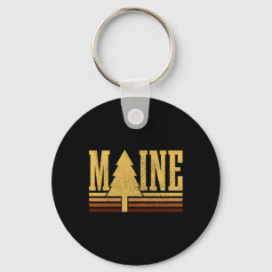 Maine Vintage Tree State Pride Camping Hiking Main Key Ring