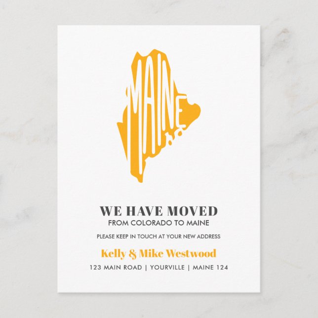 MAINE We've moved New address New Home Postcard (Front)