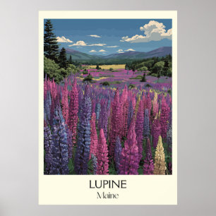 Maine Wild Lupine Flowers Landscape Travel Art Poster